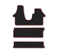 VW Transporter T6 (2015-2019) [Shuttle] Van Mats Accessories Tailored Fit Carpet Car Floor Mats Non Slip Red Trim Accessory Durable Anti Slip Hand-Finished Compatible Full Coverage Granulated Backing