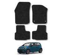 VW UP (2012+) Car Mats Accessories Tailored Fit Carpet Floor Mats Non Slip Grey Trim Accessory Compatible Front Rear Set Anti Slip Full Coverage Granulated Backing Hand-Finished Clips