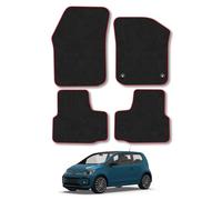 VW UP (2012+) Car Mats Accessories Tailored Fit Carpet Floor Mats Non Slip Red Trim Accessory Compatible Front Rear Set Anti Slip Backing Custom Fit Hand-Finished Full Coverage Clips