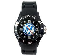 VW VOLKSWAGEN Mens Silicone Black & Chrome Dial Sport Racing Car Watch - Limited Edition Japanese Quartz RELOJ UHR