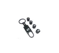 VW Volkwagen Rline R Line Set of 4 Black Car Tyre Air Dust Valve Stem Cap With Keyring Locking Tool