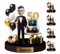VWCSDSCS Custom Birthday Cartoon Figurine Plaque from Photo Personalized Happy Birthday Caricature Figure Statues and Sculptures Custom Name Portrait Desk Decor Sign for Girls Ladies Women Men Boys