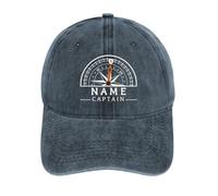 VWCSDSCS Custom Captain Hat Sailors Cap Personalized Nautical Compass Baseball Cap with Boat Name for Boater Lake Cruise Boat Lovers