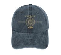 VWCSDSCS Custom Captain Hat Sailors Cap Personalized Nautical Compass Baseball Cap with Boat Name for Boater Lake Cruise Boat Lovers