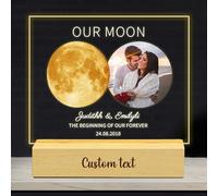 VWCSDSCS Custom Couple Moon Phase Universe Light, Personalized The Beginning of Our Forever Photo Lamp, Custom Names & Date, Romantic Gift for Wedding Anniversary, Bedroom Decor Birthday Anniversary