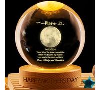 VWCSDSCS Custom Moon Phase Crystal Ball LED Night Light Personalized Kids Names Special Date & Calendar, Multicolor Changing for Bedroom Decor Lamp Gifts for Mother Grandma Wife Papa Dad