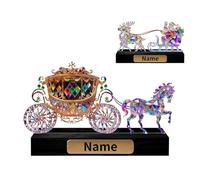 VWCSDSCS Personalized 2D Flat Crystal-Like Carriage Figurine Colorful Magical Horse-Drawn Carriage Decoration Custom Name Plate Desktop Ornament Gifts for Kids Fairy Tale Enthusiasts Xmas Birthday