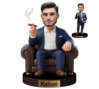VWCSDSCS Personalized Cartooned Boss Figurine Trinket Portrait Caricature Desk Name Plate Custom Businessman Leader Sculpture Ornament Acrylic Plaque Office Decor Gift for Boss CEO Business