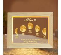 VWCSDSCS Personalized Family Moon-Phase Photo Frame Lights, Night Lights for Mom, Grandma, Child Names, Birth Dates, The Night We Met, The Day You were Born