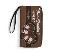 VWCSDSCS Personalized Grandma's Little Sweethearts Wallet-Loving Gift for Mother Grandma from Daughter Son Grandkids,Customized Name Cartoon Image