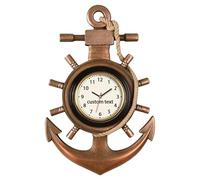 VWCSDSCS Personalized Nautical Anchor Wall Clock, Custom Text Ship Wheel Rudder Decor Wall Hanging Clock for Boat Owner Boating Ship Gifts