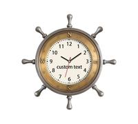 VWCSDSCS Personalized Nautical Compass Wall Clock Custom Text Coastal Beach or Sea Theme Decor for Helmsmen, Homes, Boating Ships, Patios, Pools & Porches