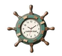 VWCSDSCS Personalized Nautical Compass Wall Clock Custom Text Coastal Beach or Sea Theme Decor for Helmsmen, Homes, Boating Ships, Patios, Pools & Porches