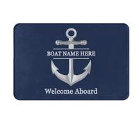 VWCSDSCS Personalized Nautical Theme Decorative Doormat, Anchor Boat Floor Mat, Custom Name Welcome Aboard Anchor Sailing Farmhouse Decor for Home Indoor Outdoor Front Porch Door Mat