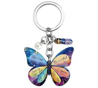 Vwejofff Butterfly Cross Keyring, Christian Faith Keychain with Inspirational Verse, Religious Butterfly Charm for Bag Purse, Encouragement Gifts for Women Girls