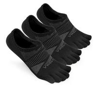 VWELL No Show Toe Socks for Men Women COOLMAX Five Finger Socks Athletic Running Ankle Low Cut 5 Toe Socks (3Pairs), Black, Large