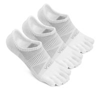 VWELL No Show Toe Socks for Men Women COOLMAX Five Finger Socks Athletic Running Ankle Low Cut 5 Toe Socks (3Pairs), White, Medium