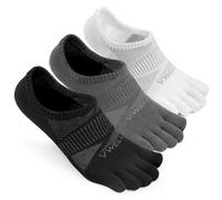 VWELL No Show Toe Socks for Men Women COOLMAX Five Finger Socks Athletic Running Ankle Low Cut 5 Toe Socks (3Pairs), Mixed Colors, Large
