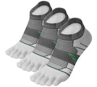 VWELL Toe Socks for Men/Women, COOLMAX Five Finger Socks, Compression Athletic Running Socks Ankle Toe Socks (3Pairs), White Grey, M