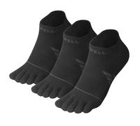 VWELL Toe Socks for Men/Women, COOLMAX Five Finger Socks, Compression Athletic Running Socks Ankle Toe Socks (3Pairs), Black, L