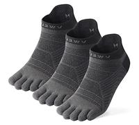 VWELL Toe Socks for Men/Women, COOLMAX Five Finger Socks, High Performance Athletic Toe Socks No Show (3Pairs), Grey, Medium