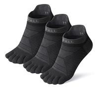 VWELL Toe Socks for Men/Women, COOLMAX Five Finger Socks, High Performance Athletic Toe Socks No Show (3Pairs), Black, Small