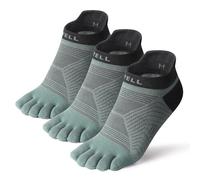 VWELL Toe Socks for Men/Women, COOLMAX Five Finger Socks, High Performance Athletic Toe Socks No Show (3Pairs), Green, Medium