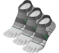 VWELL Toe Socks for Men Women COOLMAX Running Five Finger Socks (3Pairs), White Grey, Medium