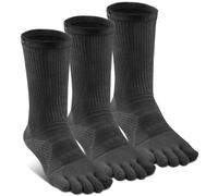 VWELL Toe Socks for Men Women Running COOLMAX Crew/Mid-Calf Five Finger Socks Athletic Breathable Five Toe Socks Quick Dry 5 Toe Socks, 3 Pairs, Dark Grey, Medium