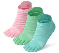 VWELL Toe Socks Women, Coolmax Colorful Five Finger Socks Athletic Ankle Socks with Toe 3Pairs, Colorful1, Medium