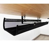 VWINDESK Under Desk 35 Inch Mesh Fabric Cable Management Tray, Power Cable Holder, Cord Organizer, Make Wire Tidy for Height Adjustable Desk, Black
