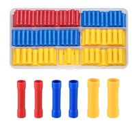 Vwoqiy 150 Pcs Electrical Terminals Crimp Connectors, Electrical Wire Butt Connectors, Female & Male Insulated Cable Wire Crimp Connector Set - Blue/Red/Yellow (three-colour 150)