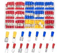 Vwoqiy 280 Pcs Electrical Connectors Assorted, Insulated Crimps Terminals Connectors Kit, Spade Bullet Butt Fork Ring Wire Connectors, Male/Female Insulated Terminals (three-colour 280)
