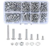 Vwoqiy 380PCS Pan Head Screws with Nuts and Washers Assortment Set, M3 M4 M5 Assorted Cross Head Machine Galvanized Screws and Hex Nuts and Bolts Set for Home Office Industrial Electronic