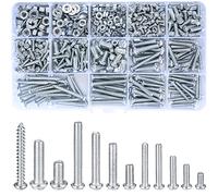 Vwoqiy 550 Pcs Round Cross Pan Head Screws Nuts Flat Washers Assortment Kit, M3 M4 M5 Machine Screws Bolts and Nuts Sets, with Storage Box, 12 Size (silvery 550)