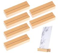 Vwoqiy 6 Pcs Wooden Place Card Holders, Wood Table Number Card Stands, Name Memo Card Holders, Picture Card Sign Holders for Wedding Dinner Home Party Events Decoration