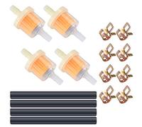 Vwoqiy Motorcycle Inline Fuel Filter Line Spring Clips Kit, Universal Gas Inline Fuel Filters, 4 Pcs Petrol Diesel Inline Filter, 4 Pcs Fuel Pipe Hose Line, 8 Pcs Hose Clips for Car Motorcycle Scooter