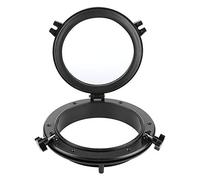 VWPEYY 10in Universal Boat Porthole, Round Shape Marine Portlight, Stalinite Window for Marine Boat Yacht RV, Black, 4mm Thick Tempered Glass, ABS, 316 Stainless Steel, Passenger Side