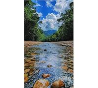 VwrxnchCoatx Cross Stitch Kits,Flowing Stream Mountain River Cross Stitch Ornament Kits for Adults Beginners,Counted Embroidery Needlepoint Kits Home Decor 40 * 50cm(Without Frame)