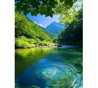 VwrxnchCoatx Cross Stitch Kits,Flowing Stream Mountain River Cross Stitch Ornament Kits for Adults Beginners,Counted Embroidery Needlepoint Kits Home Decor 40 * 50cm(Without Frame)