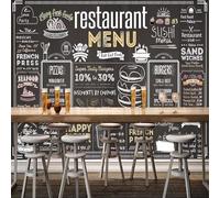 VwrxnchCoatx Custom 3D Wallpaper Graffiti Blackboard English Letter Restaurant Cafe Background Wall Decor Frescoes-250X175Cm