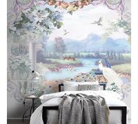 VwrxnchCoatx Custom Any Size Mural Wallpaper Hand-Painted Peacock Beautiful Pastoral Landscape Mural 3D Wallpaper-430X300Cm