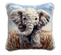 VwrxnchCoatx Elephant Latch Hook Cushion Pillow Cover kit for Adults Needlework Pillow Cover DIY Hooks Knitted Embroidered Carpet Pillow Embroidery Latch Hook Carpet Kit 43Cmx43Cm