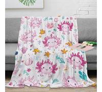 VWSXDCFVR 3D Printed Axolotl cartoon Blanket Microfiber Soft Warm Bedding Breathable cute water animal Lounge Throw Lightweight All Season Non Pilling for Adults Teens Families 60x80inch(150x200cm)