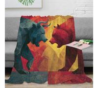 VWSXDCFVR 3D Printed Bear vs Bull Warm Blanket Microfiber Warm Thermal Bedding Soft Abstract financial art Nap Blanket Lightweight for Office Workers Students Young Adults Teens 50x60inch(127x152cm)