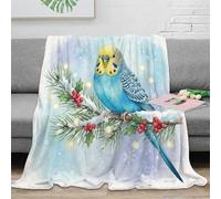VWSXDCFVR 3D Printed BlueParrot Sofa Throw Microfiber Ultra Soft Warm Bedding WatercolorHolidayArt Bed Throw Thoughtful Gift for Travellers Campers Adventure Lovers 70×80inch(180x200cm)