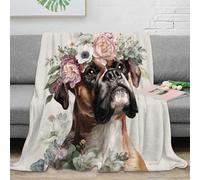 VWSXDCFVR 3D Printed Boxer dog All Season Blanket Microfiber Soft Warm Bedding Breathable Floral art Bedding Throw Machine Washable for University Students Dorm Dwellers 80×90inch(200x230cm)