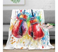 VWSXDCFVR 3D Printed boxing gloves Bedding Throw Microfiber Ultra Soft Warm Bedding vibrant watercolor Bedding Blanket for Holiday Celebrations Birthday Anniversary 80×90inch(200x230cm)