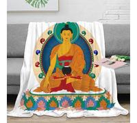 VWSXDCFVR 3D Printed Buddha meditation Bed Throw Microfiber Ultra Soft Warm Bedding spiritual iconography Fluffy Blanket Breathable All Season for Couples Families Guests 80×90inch(200x230cm)