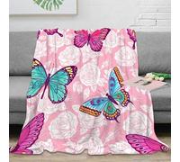 VWSXDCFVR 3D Printed Butterfly pattern Nap Blanket Microfiber Ultra Soft Warm Bedding Colorful floral design Bedding Throw Heartfelt Gift for Parents Grandparents Family Members 80×90inch(200x230cm)